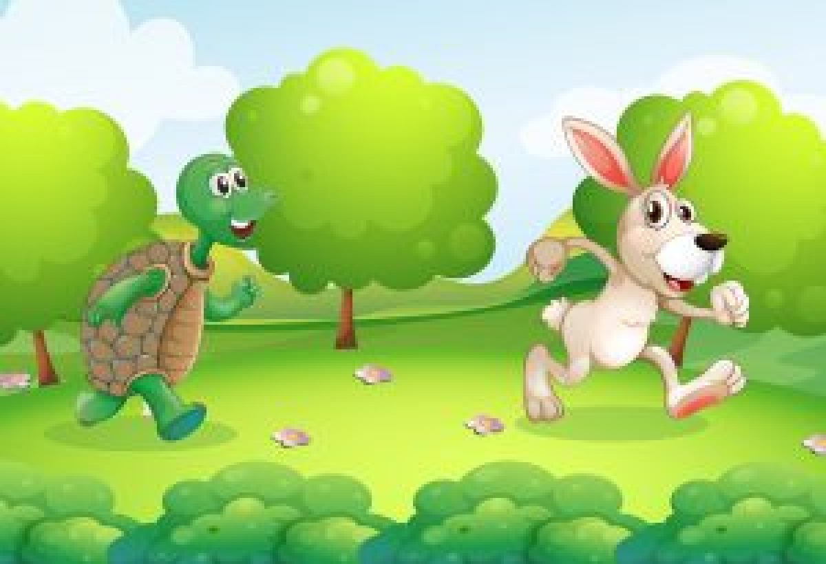 Заяц и черепаха читать. Зайчик и черепаха. Кролик и черепаха. Сказка the Hare and the Tortoise. Заяц и черепаха картинка.