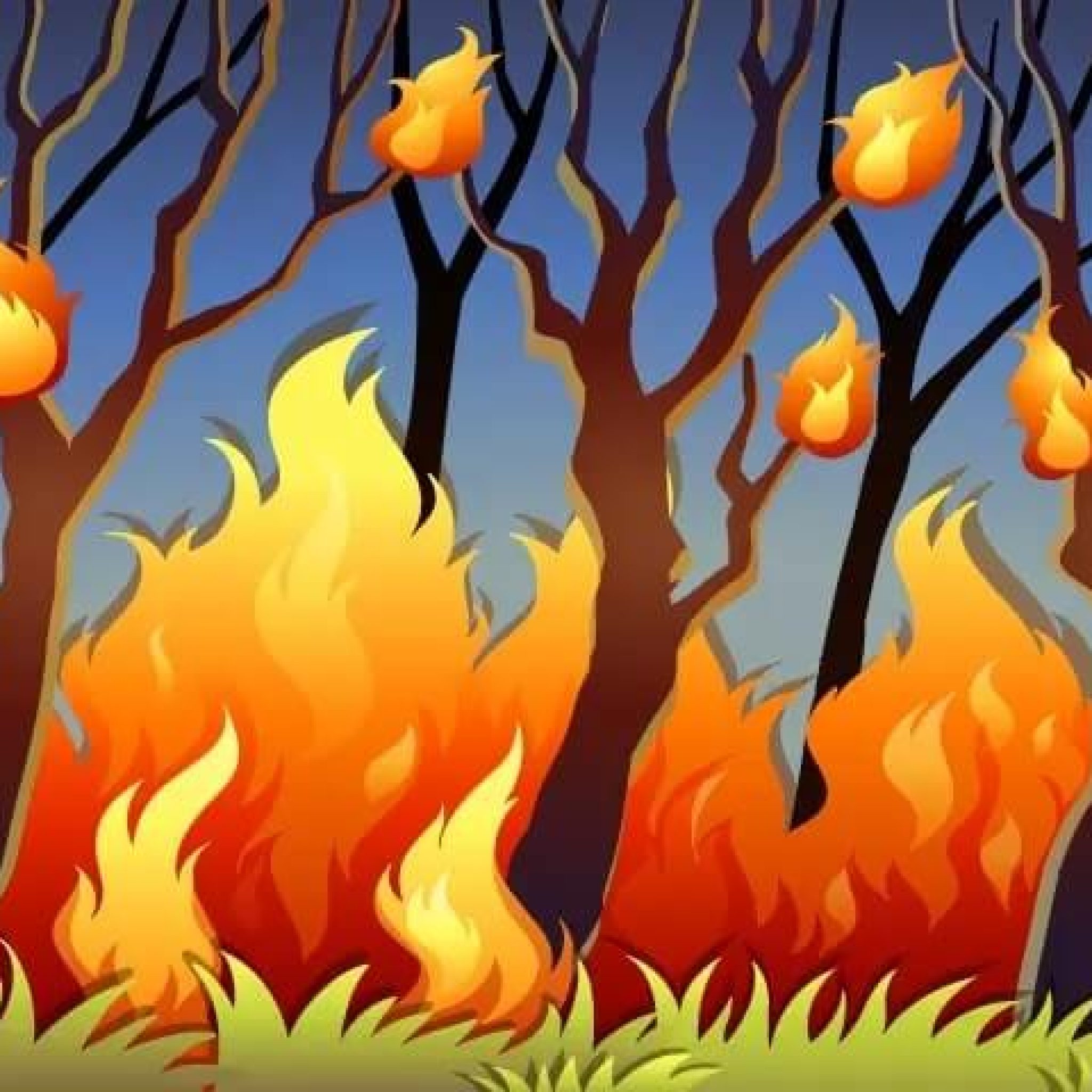 Пожар в лесу мультяшный
